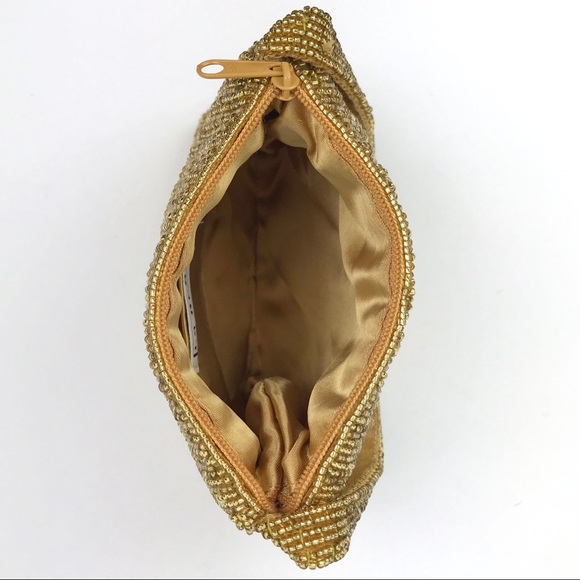 La Regale Gold Beaded Handbag Wristlet Clutch Bag - Picture 5 of 8